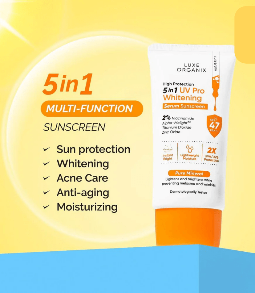 LUXE ORGANIX 5IN1 SERUM SUNSCREEN ORANGE 40G - LUXE ORGANIX SUNSCREEN
